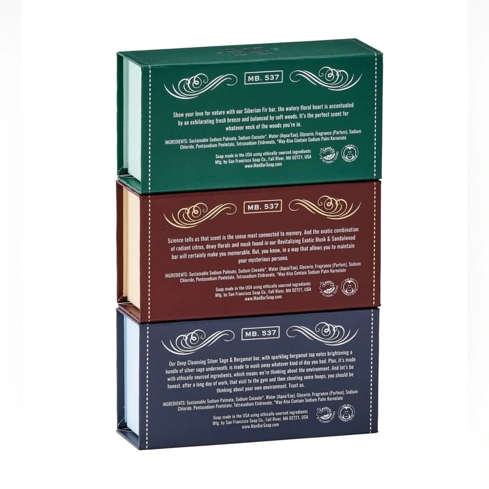 San Francisco Soap Co Man Bar 3-Piece Gift Set - No Harmful Chemicals - Good ...